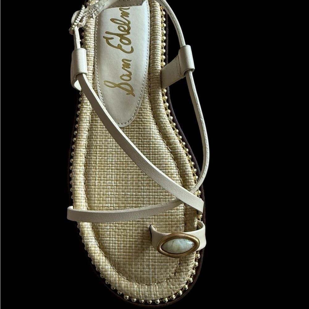 Sam Edelman Beige Strappy Sandals with Stone Accent Size 6.5 NIB